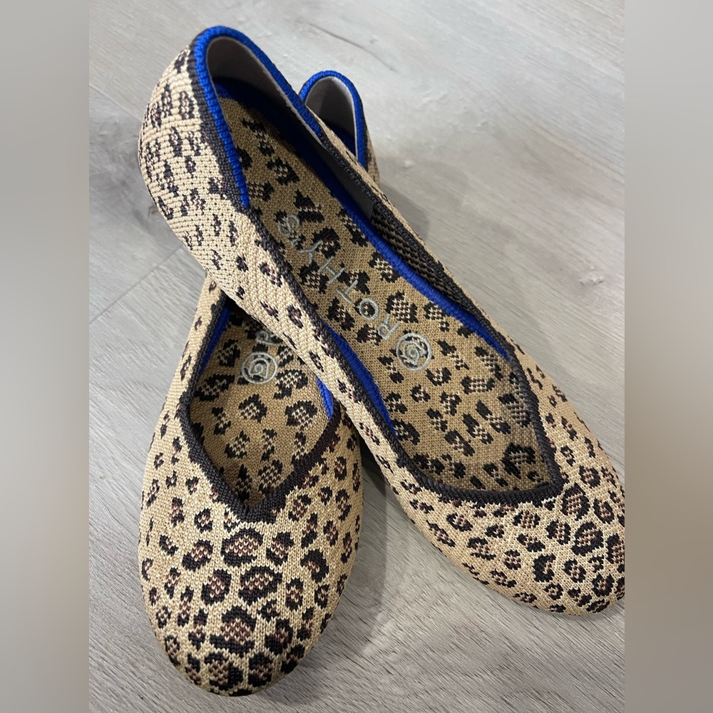 Rothy's Leopard Print Women's Flats - Tan and Black